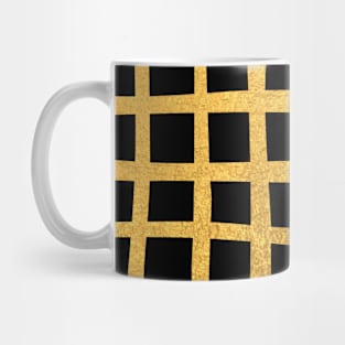 Black Gold colored abstract lines pattern Mug
